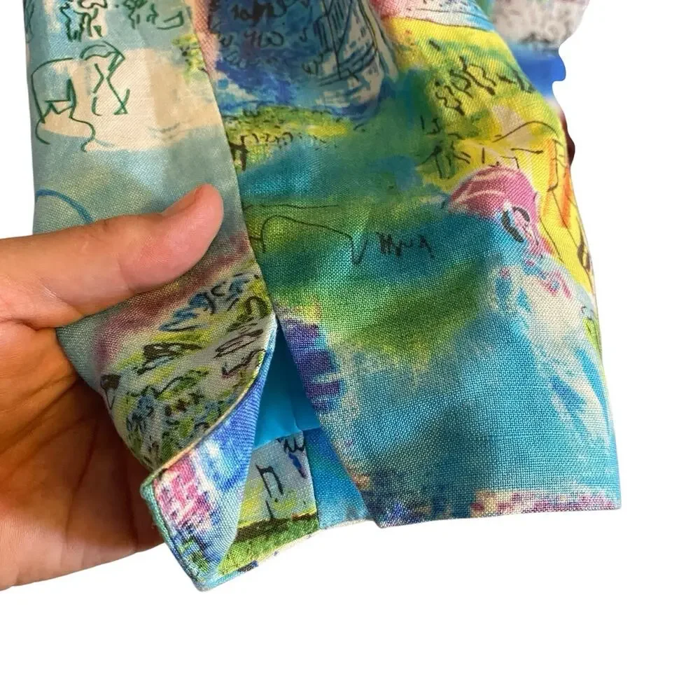 Coldwater Creek, Size Large, Colorful Paris Print Blazer, Linen Blend, Artsy - Picture 8 of 16